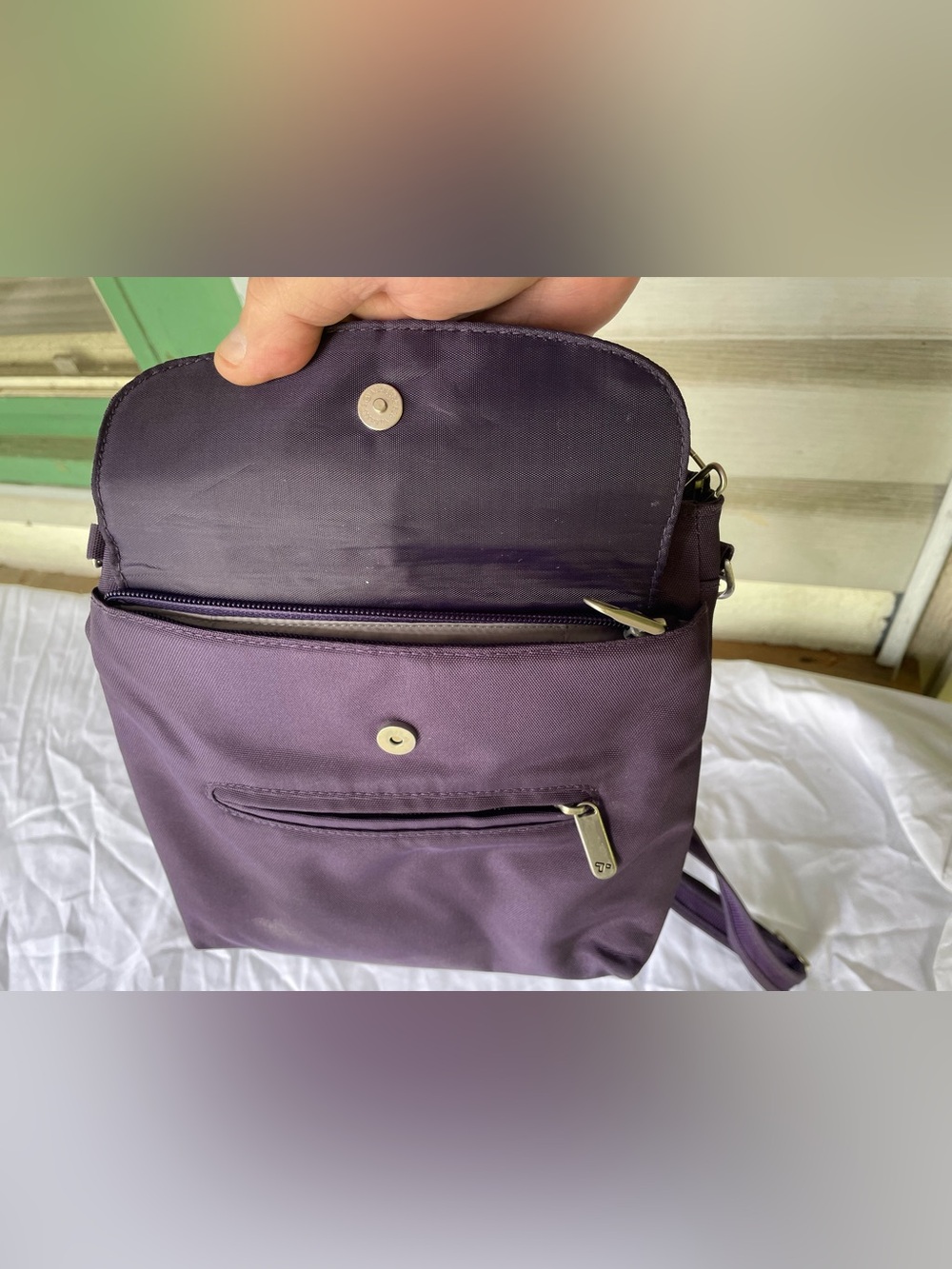 Travelon purple Crossbody Bag with Front Zip Pockets